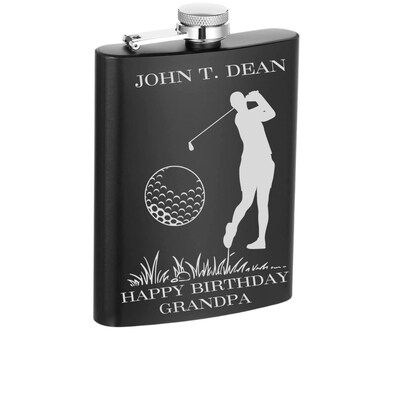 Urbalabs Personalized Golfer Flask Golf Accessories For Men Women Customized Groomsmen Gifts For Wedding Wedding Favors Laser Engraved 8oz - image1